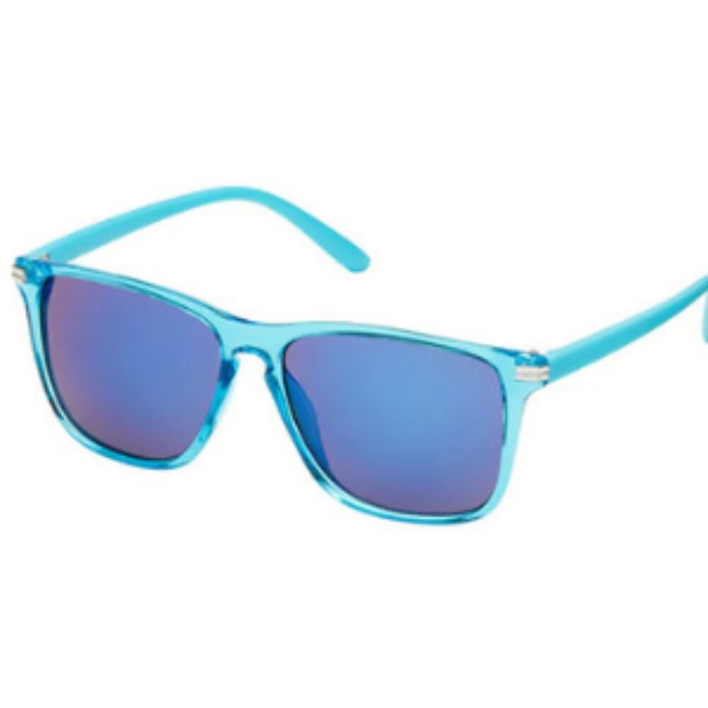 Blue Gem Color Pop Beach Sunglasses - Blue w/Yellow Mirror Lens - See Last Photo